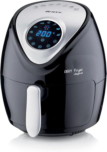Ariete 4616 Freidora de aire digital, 1300 W, sin aceite, capacidad 2.6 litros, temporizador 60 minutos, temperatura hasta 200ºC, desconexión automática, color negro